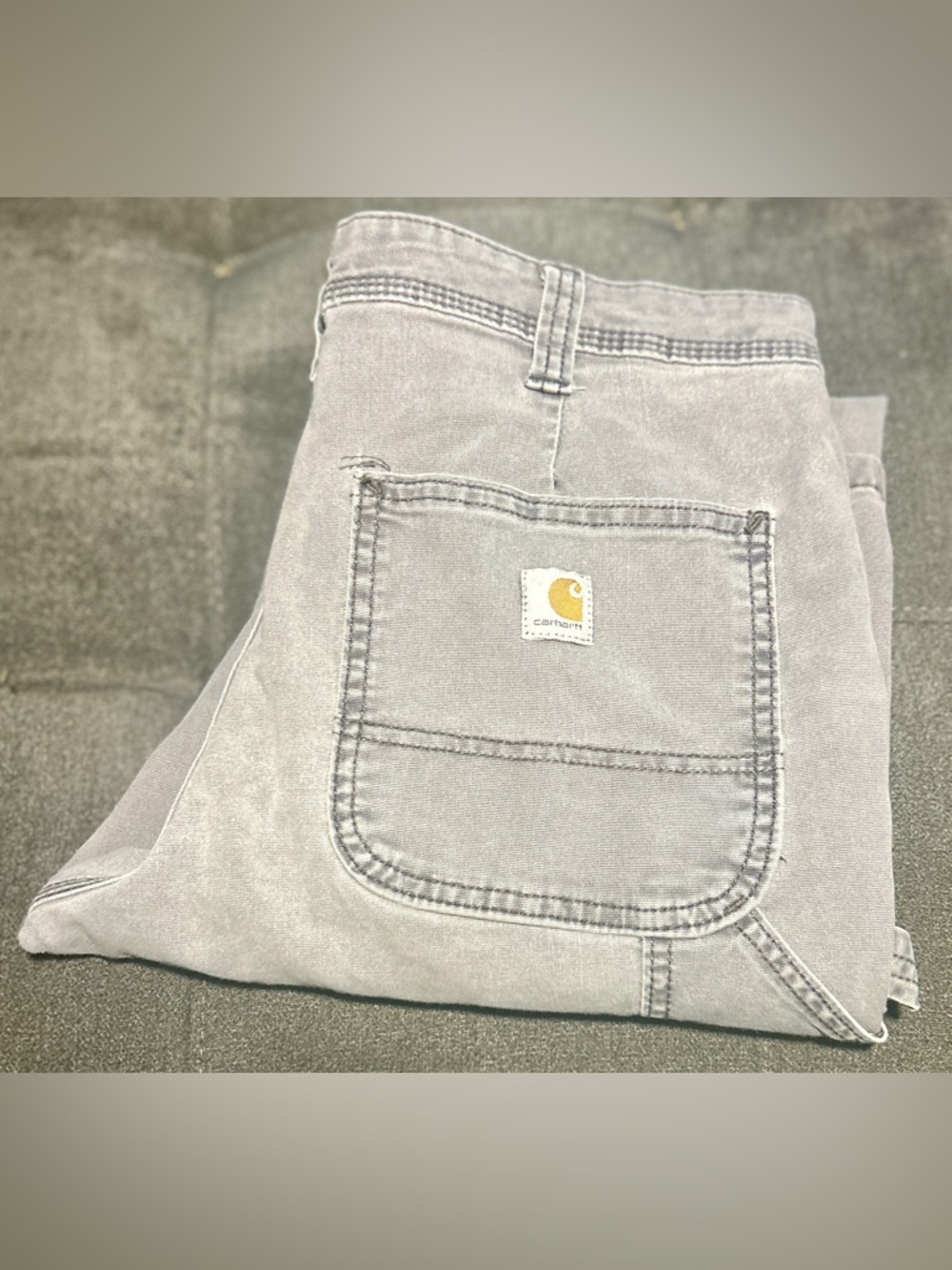 Carhartt Boys Size 8 Short Gray Canvas Carpenter Pants Kids Workwear Youth Dunga